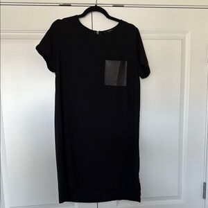 Forever 21 Classic Black Dress with faux leather pocket
